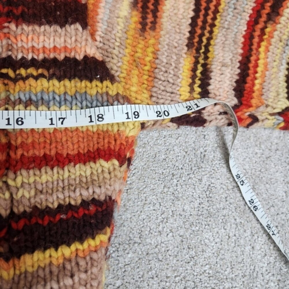 Penny Lane Handknit Wool Hooded Cardigan Jacket Fringe Trim Chunky Cabel Size M - Picture 7 of 13